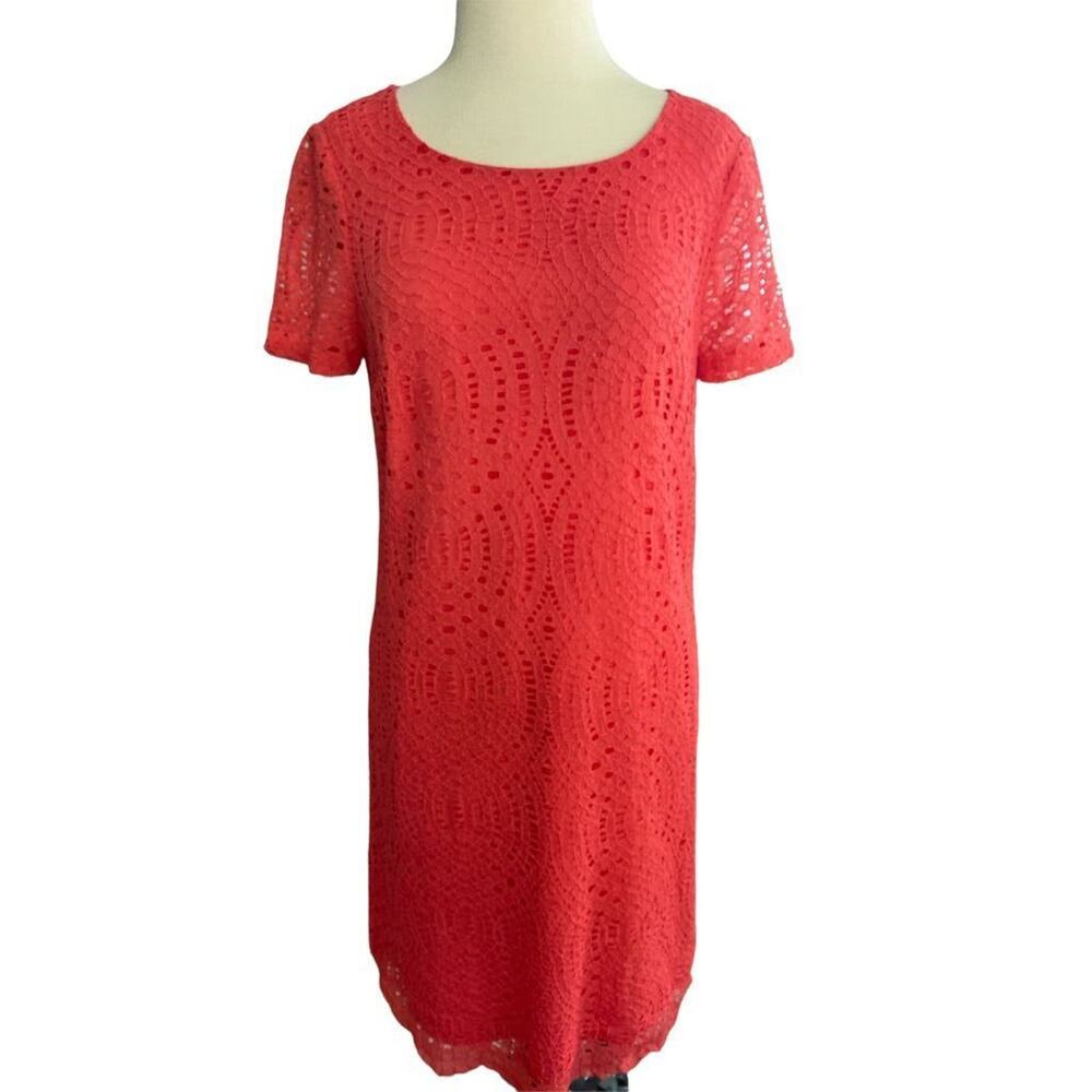 12 J. Crew Coral Lace Lined Sheath‎ Dress H5408